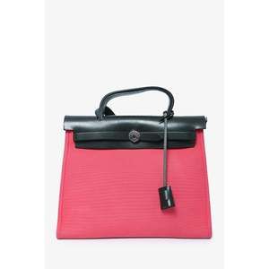 Hermès 2017 Pink Canvas/Brown Leather Herbag Zip 31 with Pouch